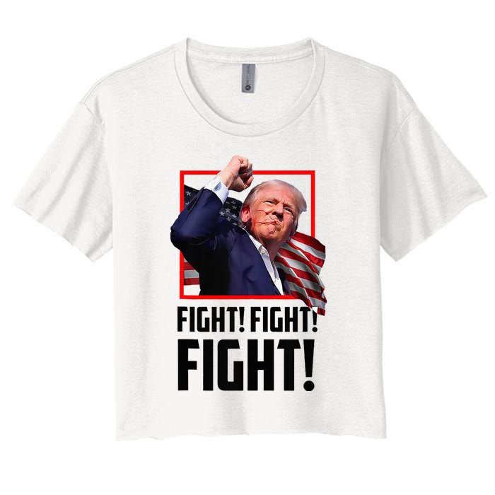 Trump Fight 2024 Trump Shot Fight Trump 2024 Women's Crop Top Tee