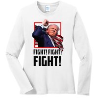 Trump Fight 2024 Trump Shot Fight Trump 2024 Ladies Long Sleeve Shirt