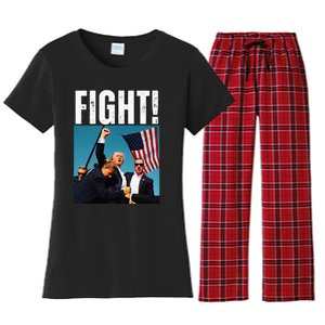 Trump Fight 2024 Trump Shot Fight Trump 2024 Women's Flannel Pajama Set