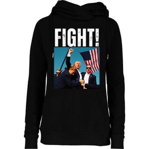 Trump Fight 2024 Trump Shot Fight Trump 2024 Womens Funnel Neck Pullover Hood