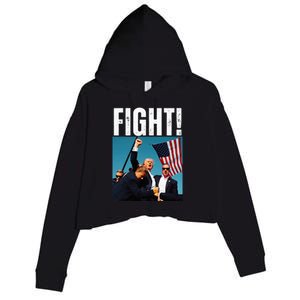 Trump Fight 2024 Trump Shot Fight Trump 2024 Crop Fleece Hoodie