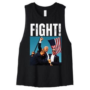 Trump Fight 2024 Trump Shot Fight Trump 2024 Women's Racerback Cropped Tank