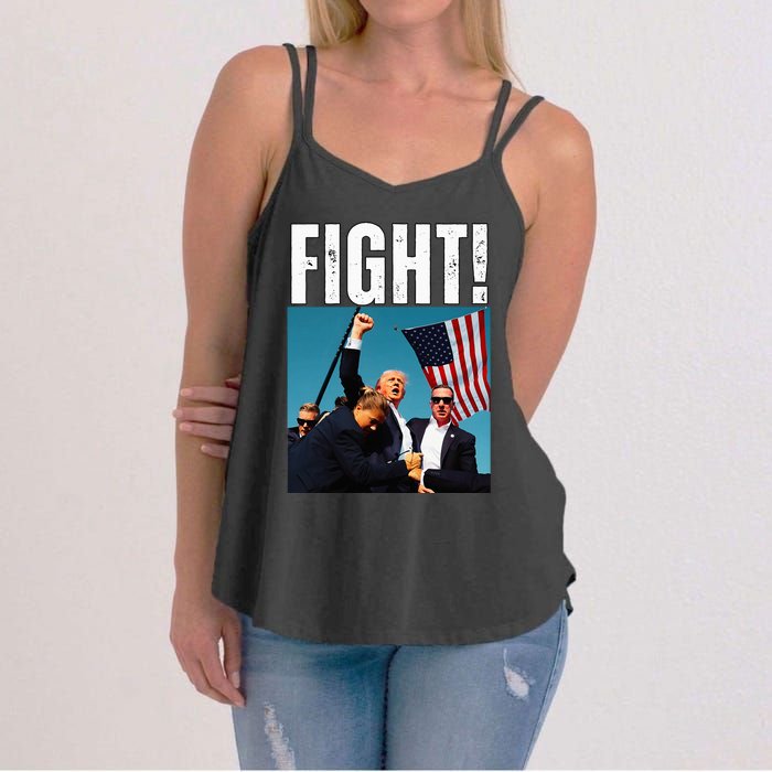 Trump Fight 2024 Trump Shot Fight Trump 2024 Women's Strappy Tank