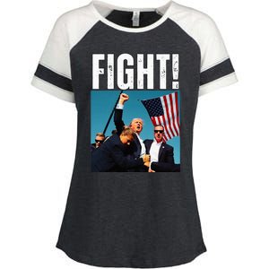 Trump Fight 2024 Trump Shot Fight Trump 2024 Enza Ladies Jersey Colorblock Tee