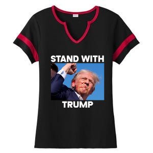 Trump Fight 2024 Trump Shot Fight Trump 2024 Ladies Halftime Notch Neck Tee