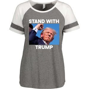 Trump Fight 2024 Trump Shot Fight Trump 2024 Enza Ladies Jersey Colorblock Tee