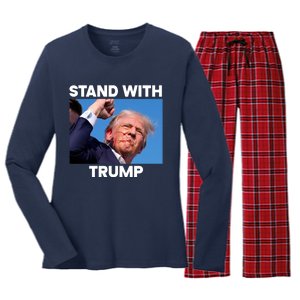 Trump Fight 2024 Trump Shot Fight Trump 2024 Women's Long Sleeve Flannel Pajama Set 