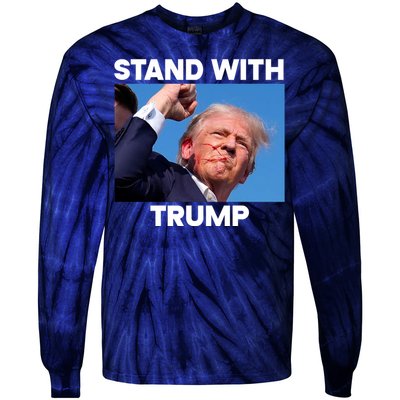 Trump Fight 2024 Trump Shot Fight Trump 2024 Tie-Dye Long Sleeve Shirt