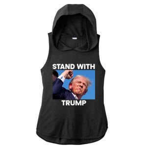 Trump Fight 2024 Trump Shot Fight Trump 2024 Ladies PosiCharge Tri-Blend Wicking Draft Hoodie Tank