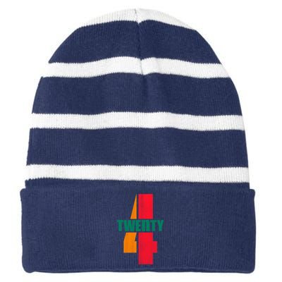 Twenty Four 24 Spoof Birthday Logo Striped Beanie with Solid Band