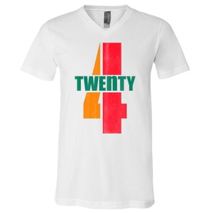 Twenty Four 24 Spoof Birthday Logo V-Neck T-Shirt