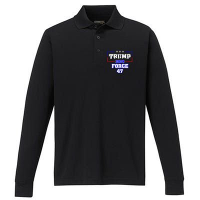 Trump Force 47 Trump 2024 HeS Back Vote Trump Performance Long Sleeve Polo