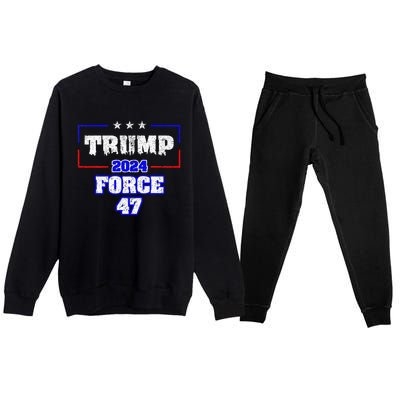 Trump Force 47 Trump 2024 HeS Back Vote Trump Premium Crewneck Sweatsuit Set