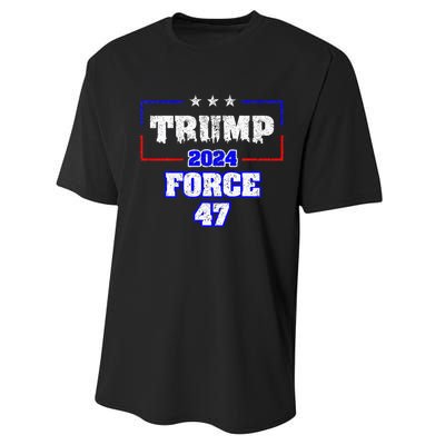 Trump Force 47 Trump 2024 HeS Back Vote Trump Performance Sprint T-Shirt