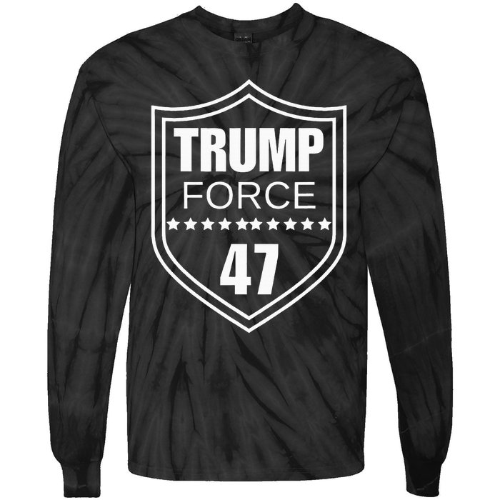 Trump Force 47 Ultra Maga More Than Ever Never Surrender Usa Tie-Dye Long Sleeve Shirt