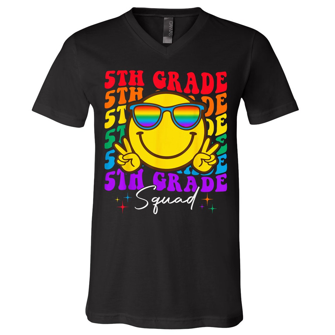 Team Fifth 5th Grade Squad Teacher Boy Girls Back To School V-Neck T-Shirt