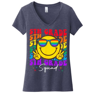 Team Fifth 5th Grade Squad Teacher Boy Girls Back To School Women's V-Neck T-Shirt