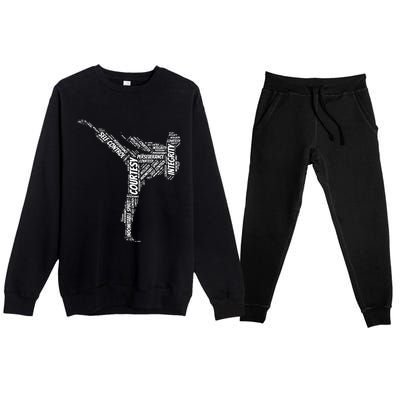 Taekwondo Fighter 5 Tenets Of TKD Martial Arts Premium Crewneck Sweatsuit Set