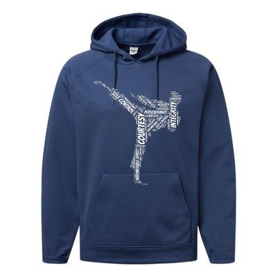 Taekwondo Fighter 5 Tenets Of TKD Martial Arts Performance Fleece Hoodie