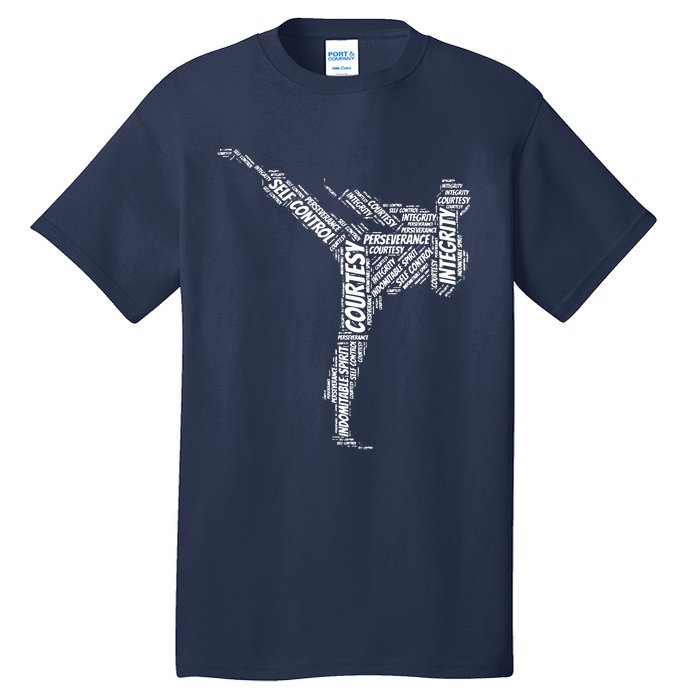 Taekwondo Fighter 5 Tenets Of TKD Martial Arts Tall T-Shirt