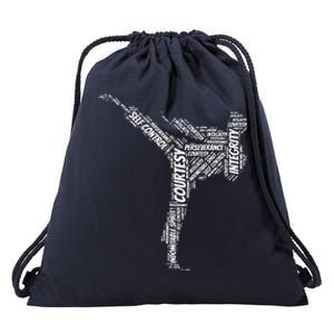 Taekwondo Fighter 5 Tenets Of TKD Martial Arts Drawstring Bag