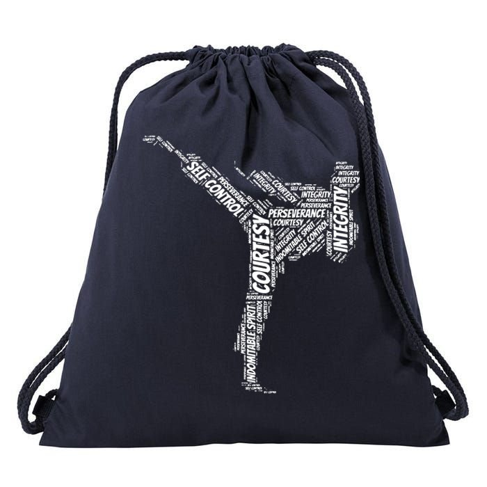 Taekwondo Fighter 5 Tenets Of TKD Martial Arts Drawstring Bag