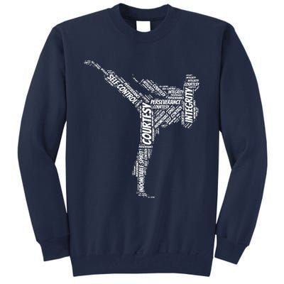 Taekwondo Fighter 5 Tenets Of TKD Martial Arts Tall Sweatshirt