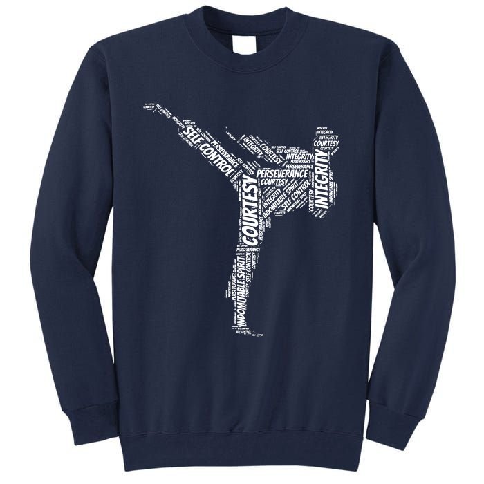 Taekwondo Fighter 5 Tenets Of TKD Martial Arts Tall Sweatshirt