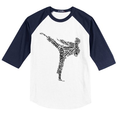 Taekwondo Fighter 5 Tenets Of TKD Martial Arts Baseball Sleeve Shirt