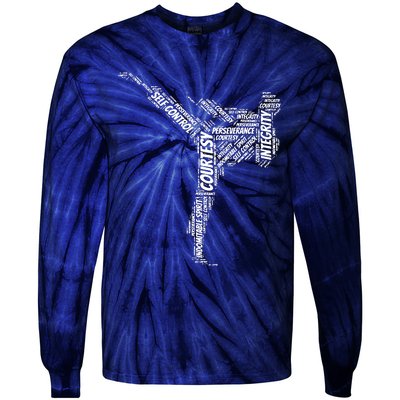 Taekwondo Fighter 5 Tenets Of TKD Martial Arts Tie-Dye Long Sleeve Shirt