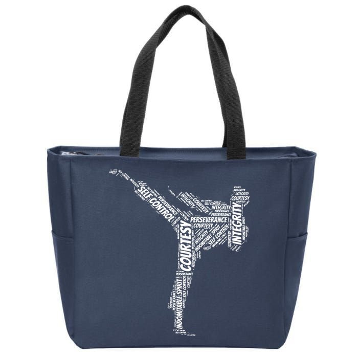 Taekwondo Fighter 5 Tenets Of TKD Martial Arts Zip Tote Bag