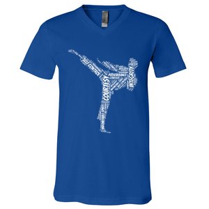 Taekwondo Fighter 5 Tenets Of Tkd Martial Arts Gift V-Neck T-Shirt