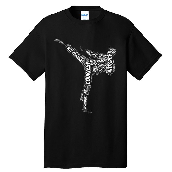 Taekwondo Fighter 5 Tenets Of Tkd Martial Arts Tall T-Shirt