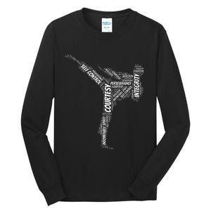 Taekwondo Fighter 5 Tenets Of Tkd Martial Arts Tall Long Sleeve T-Shirt