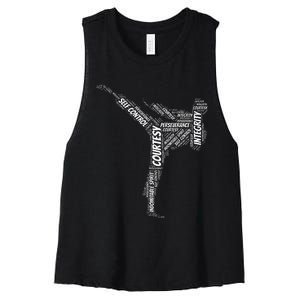 Taekwondo Fighter 5 Tenets Of Tkd Martial Arts Women's Racerback Cropped Tank