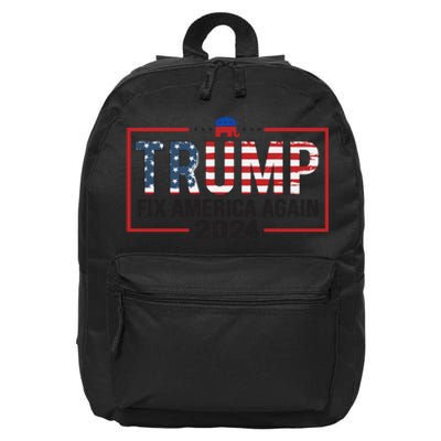 Trump Fix America Again 2024 16 in Basic Backpack