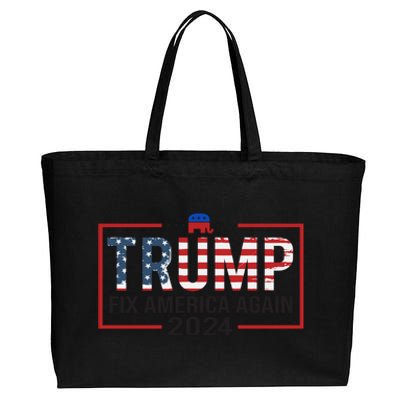 Trump Fix America Again 2024 Cotton Canvas Jumbo Tote