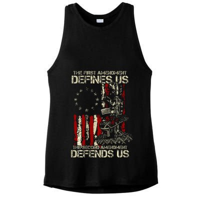 The First Amendment Defines Us American Flag Ladies PosiCharge Tri-Blend Wicking Tank