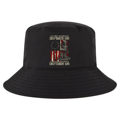 The First Amendment Defines Us American Flag Cool Comfort Performance Bucket Hat