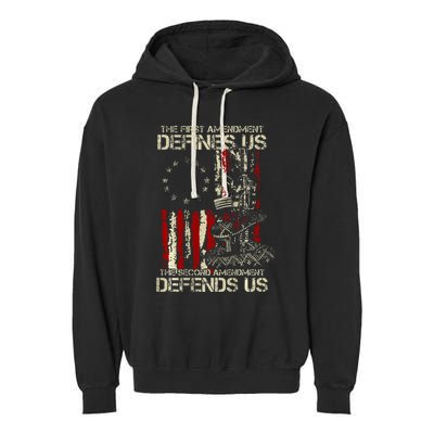 The First Amendment Defines Us American Flag Garment-Dyed Fleece Hoodie