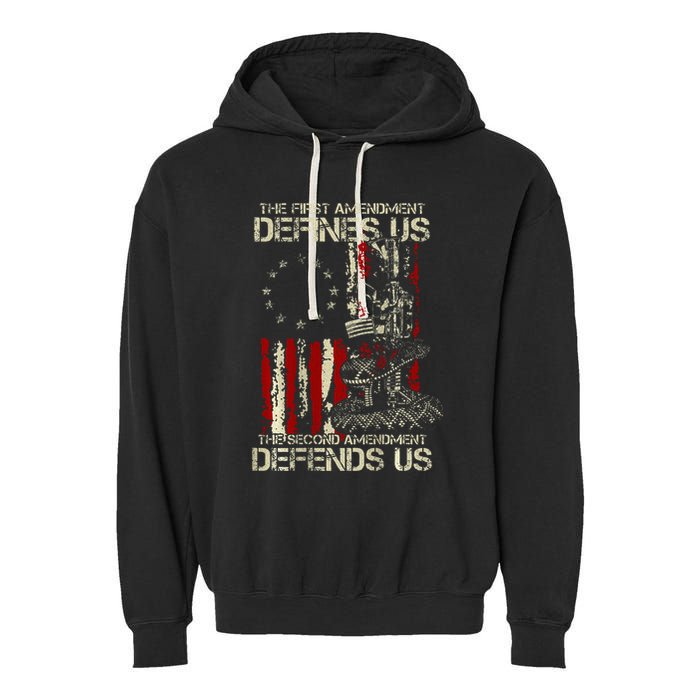 The First Amendment Defines Us American Flag Garment-Dyed Fleece Hoodie