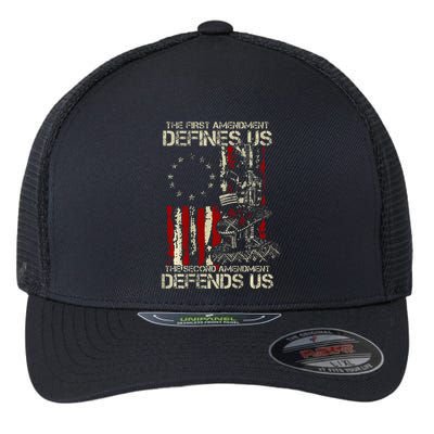 The First Amendment Defines Us American Flag Flexfit Unipanel Trucker Cap
