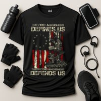 The First Amendment Defines Us American Flag Performance Shirt