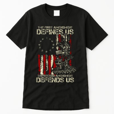 The First Amendment Defines Us American Flag Tall T-Shirt