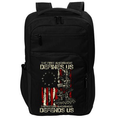 The First Amendment Defines Us American Flag Impact Tech Backpack