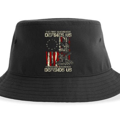 The First Amendment Defines Us American Flag Sustainable Bucket Hat