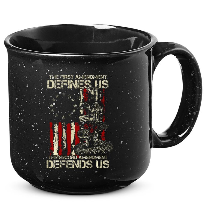 The First Amendment Defines Us American Flag 15oz Campfire Ceramic Mug