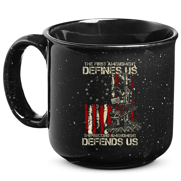 The First Amendment Defines Us American Flag 15oz Campfire Ceramic Mug
