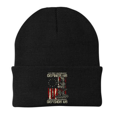 The First Amendment Defines Us American Flag Beanie