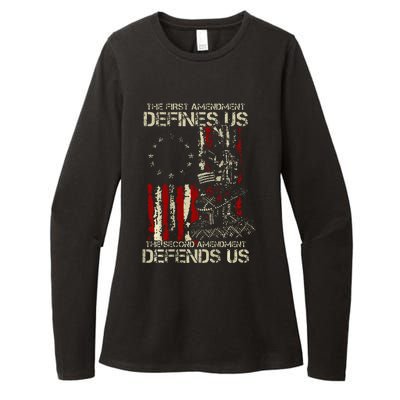 The First Amendment Defines Us American Flag Womens CVC Long Sleeve Shirt